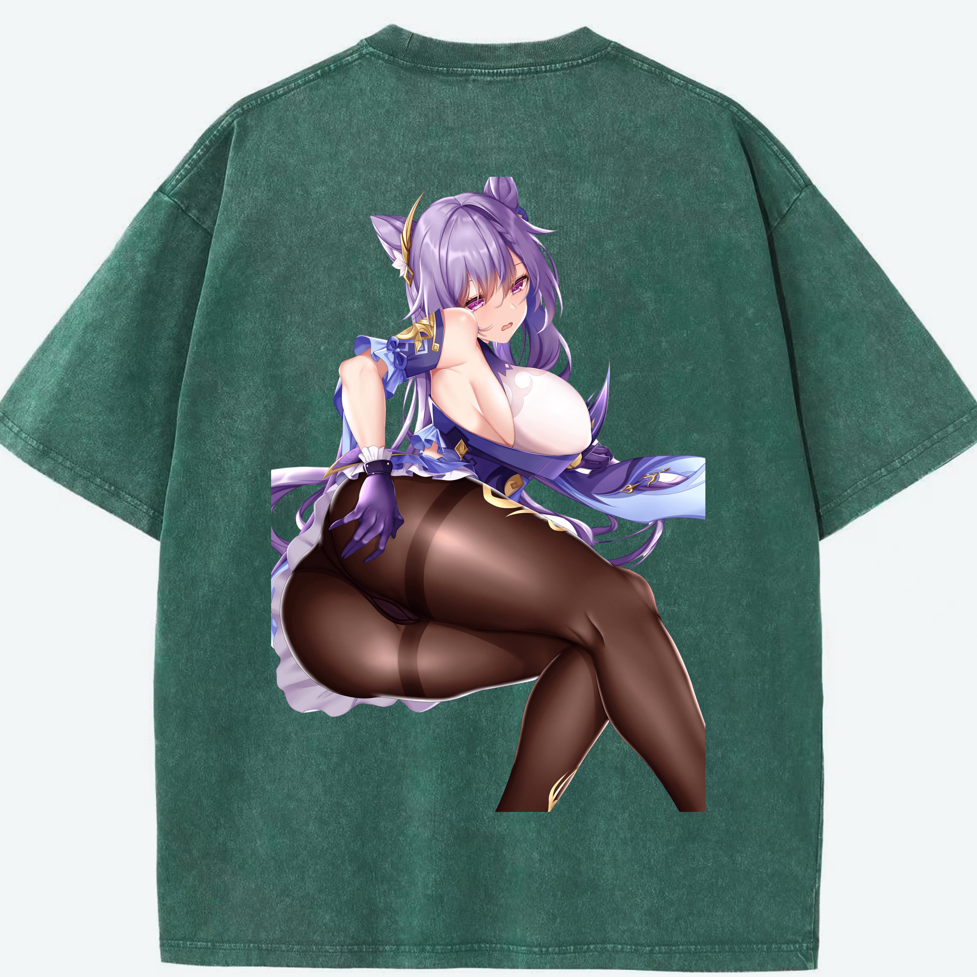 げんし神 刻晴 こくせい genshin Kokusei 綿100% ヴィンテージ風 半袖Tシャツ（背面プリント）